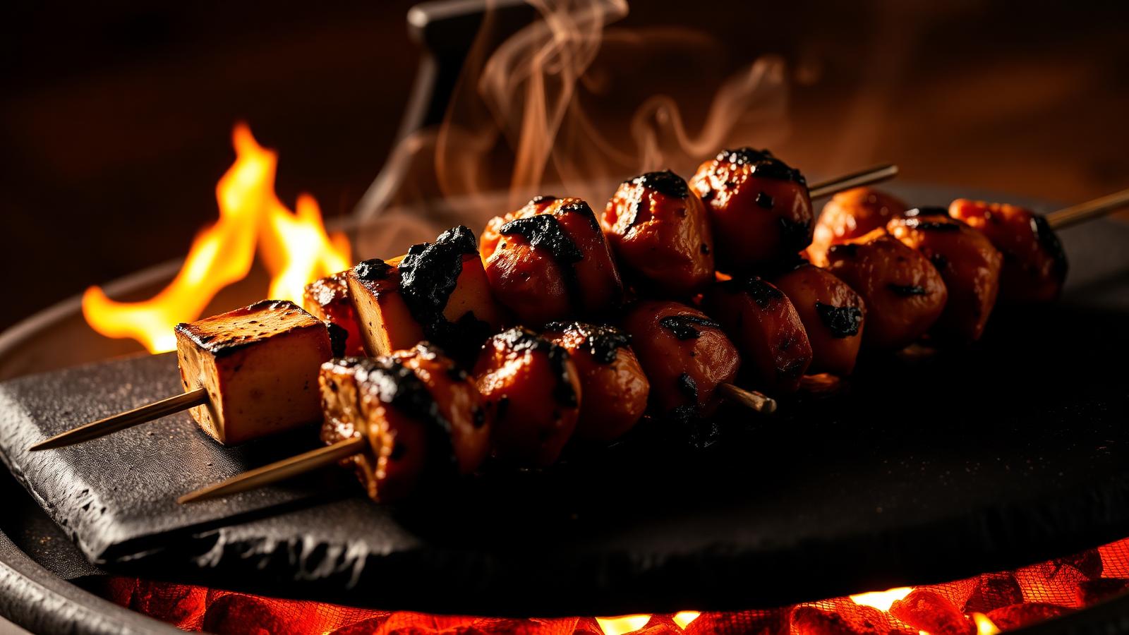 Smoky tandoori kebabs and grilled paneer on a slate board — Kuhoo Roorkee