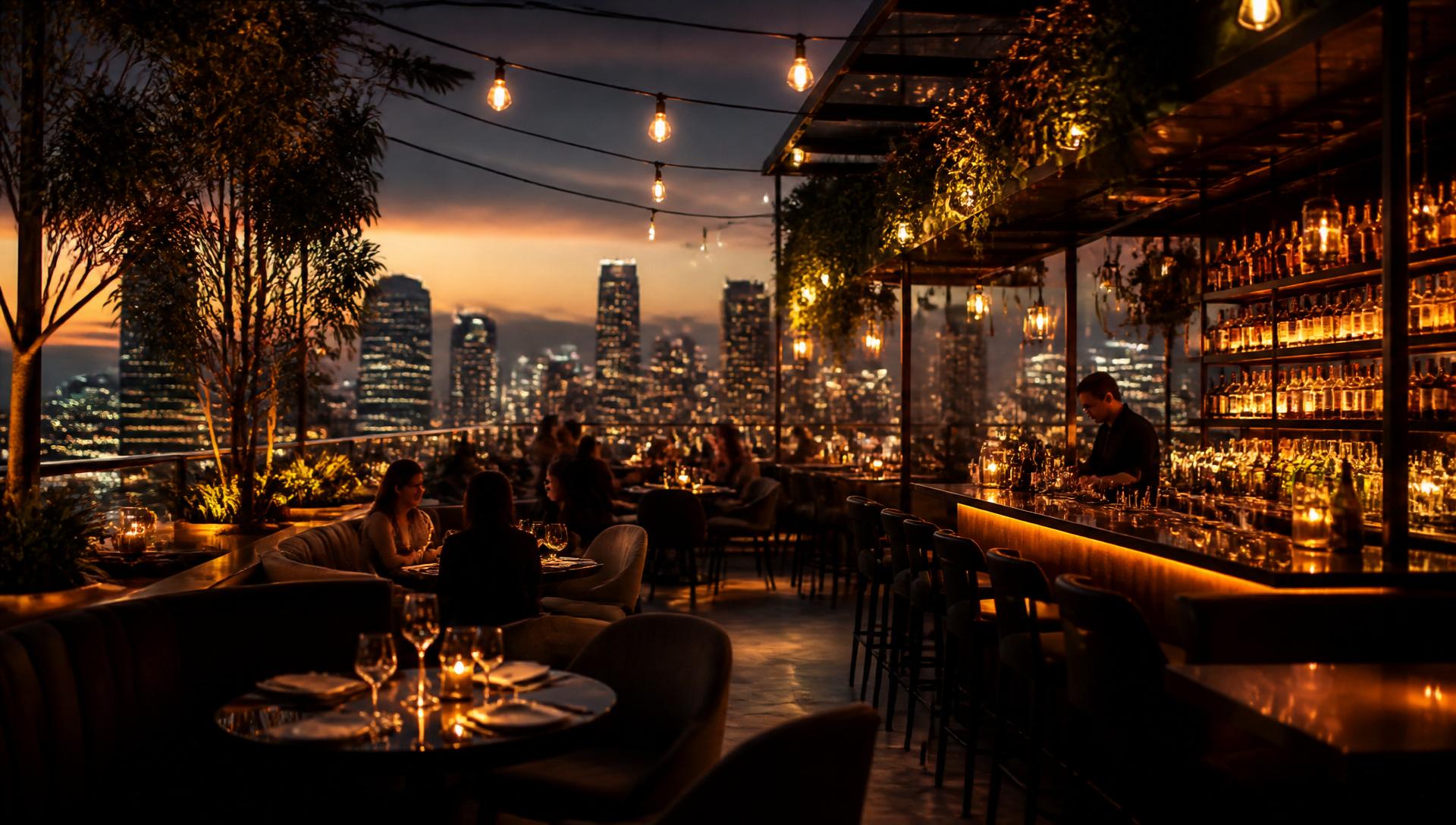 Rooftop dining ambience at Kuhoo Roorkee at dusk